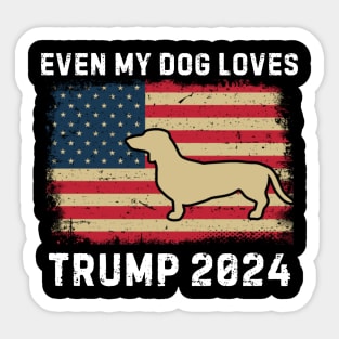 Even My Dog Loves Trump 2024 Distressed USA flag  Vintage Sticker